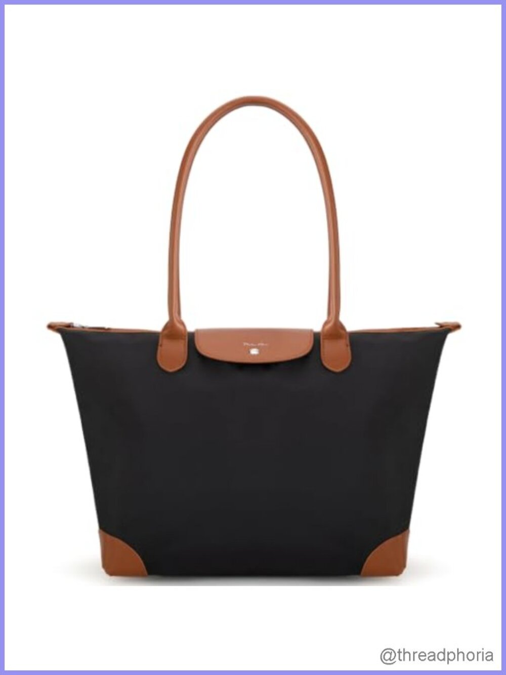 Nylon Tote Bag Large Shoulder Bag with Zipper Lightweight Foldable Work Tote